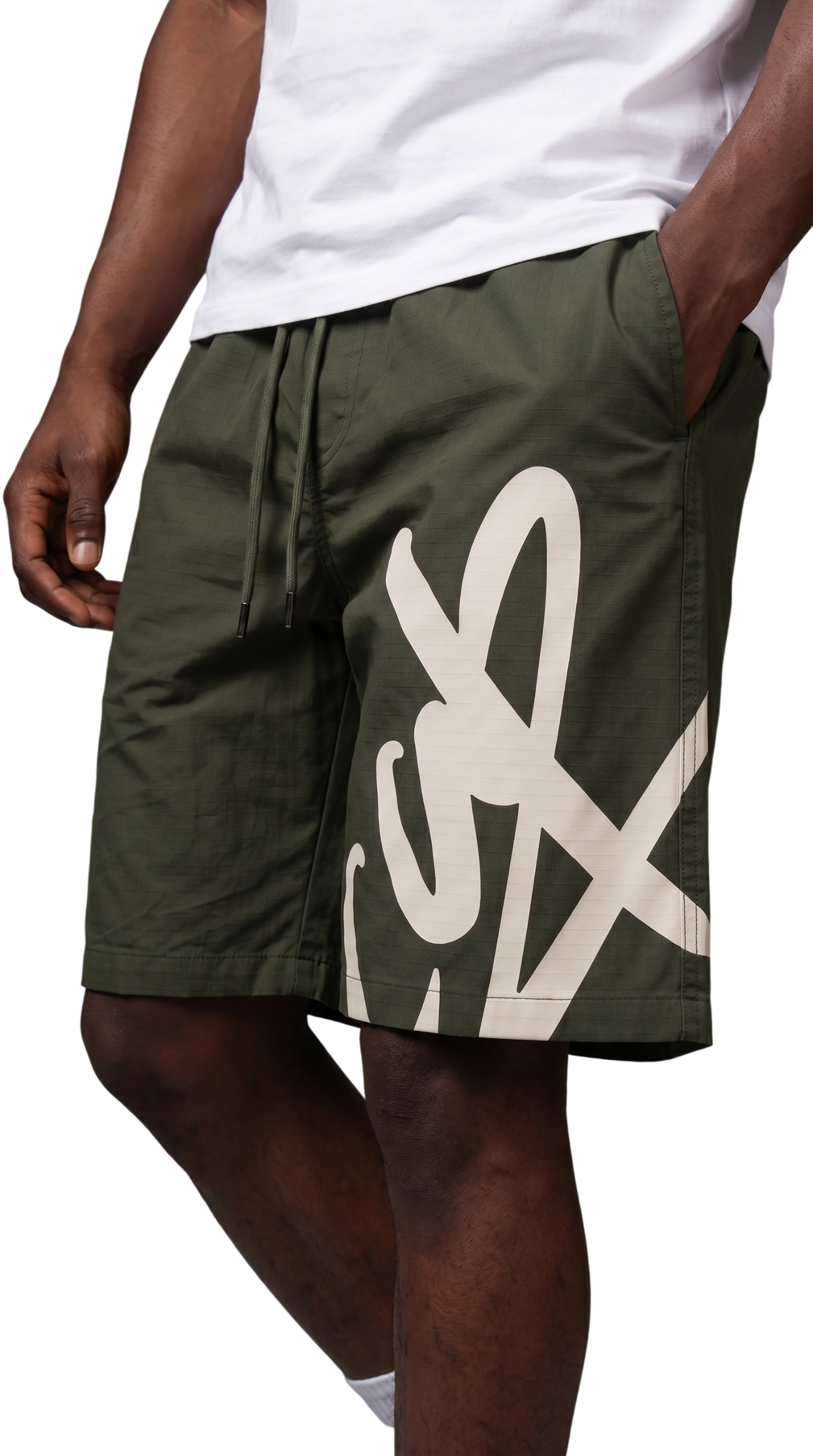 The Olive Wrap-Logo Shorts